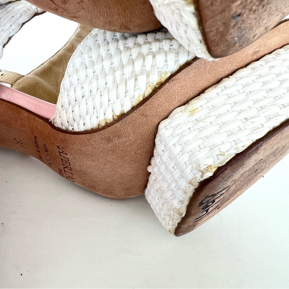 APERLAI Paris White Wicker Style Pink Leather Ankle Strap  Lucite Heel Sz 38 - Picture 12 of 15